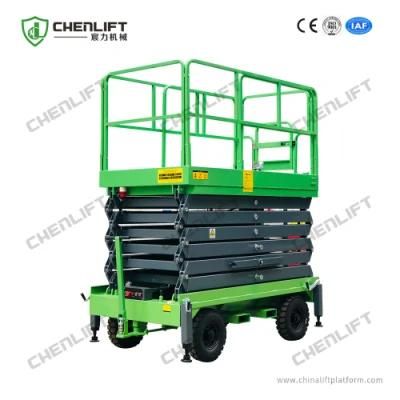 12m Lift Height Manual Pushing Scissor Lift with Extension Platform