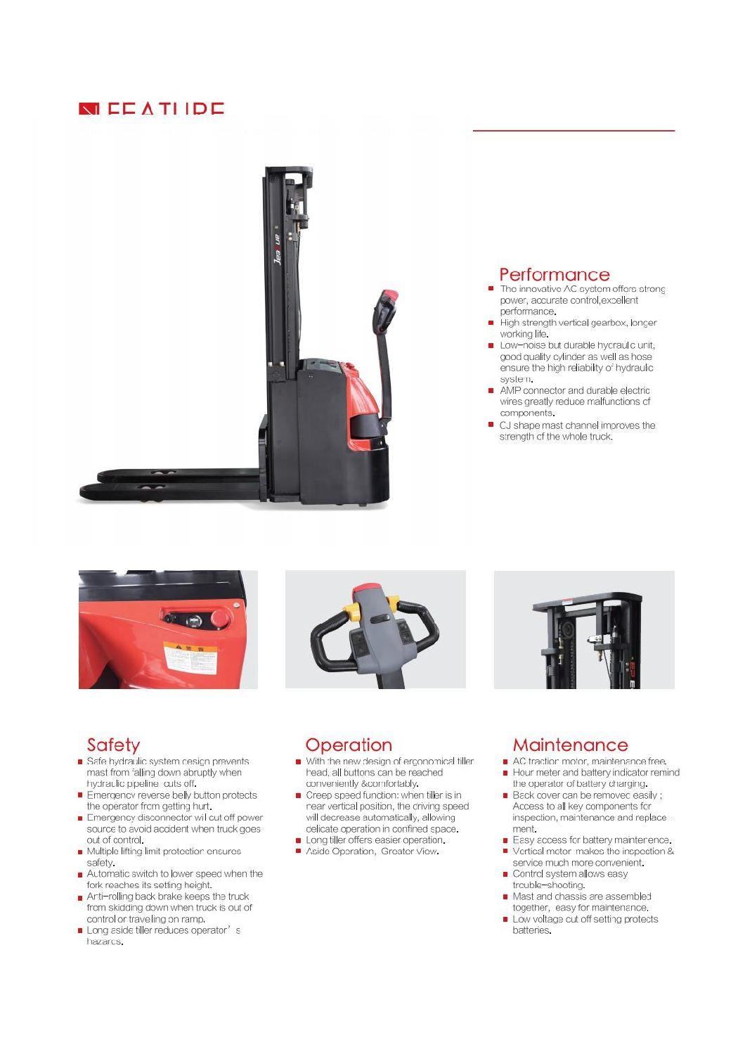 2t 2000kg Walking Type Full Electric Stacker