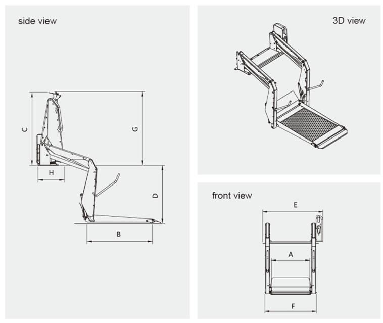 Easy Operate Electric and Hydrualic Wheelchair Platform lift for Van