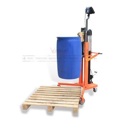 Lifting Height 600mm Manual Hydraulic Drum Carrier with Weighting Scale for 450kg