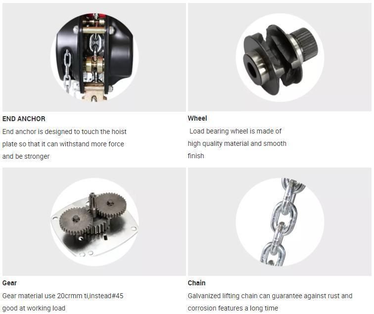 China Manufacturer Lifting Accessories Pull Lift Manual Chain Hoist