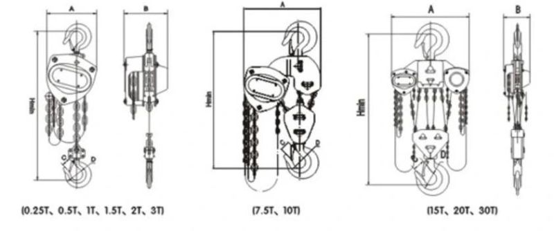 High Quality 1ton Vital Type Manual Chain Hoist Kawasaki Manufacturing Chain Hoist 3ton