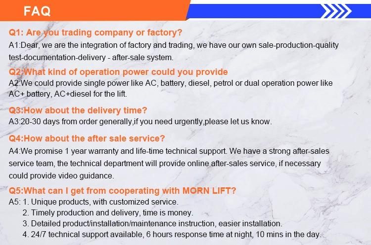 Good Service Moving 6m Morn CE China Manlift Price Personal Lifts Man Lift