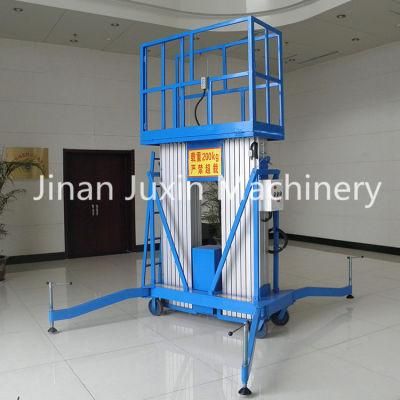 200kg Capacity 12m Height Hydraulic Masts Lift Platform, Aluminum Man Lift with Battery