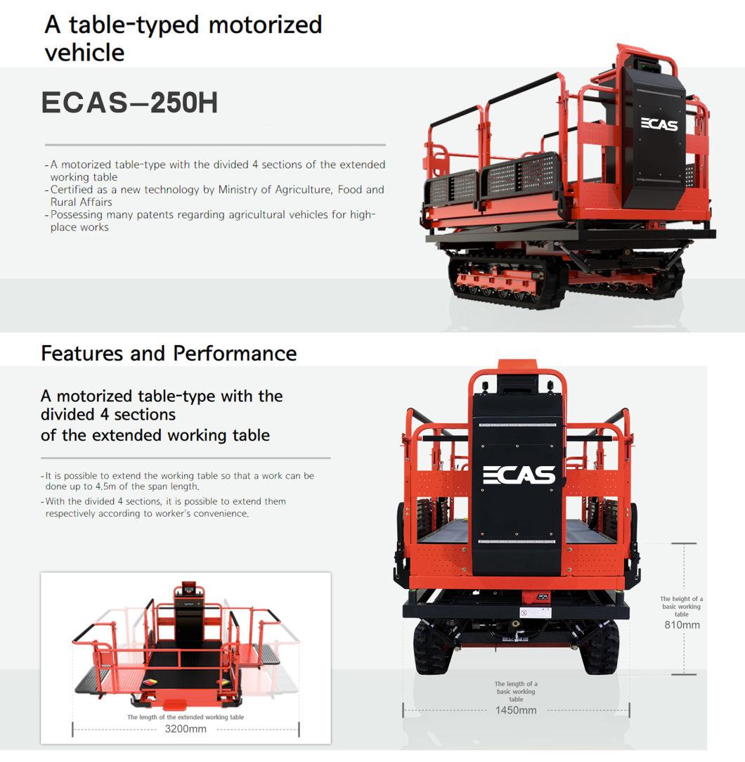 Ecas-250h Electric Table-Typed Motorized Agricultural Tracked Transport Outdoor Aerial Work Vehicle Lifting Table for Orchard Picking Fruit and Vegetable