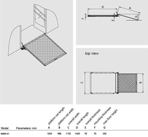 Mwr Manual Wheelchair Ramp From China for City Bus with Capacity 350kg