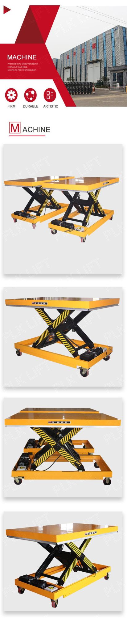 Hydraulic Electric Movable Material Cargo Scissor Lift Table