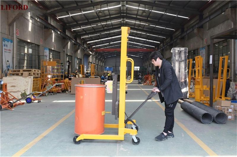 400kg Capacity 1500mm Lifting Height Operate Lifter Drum Handling Stacker