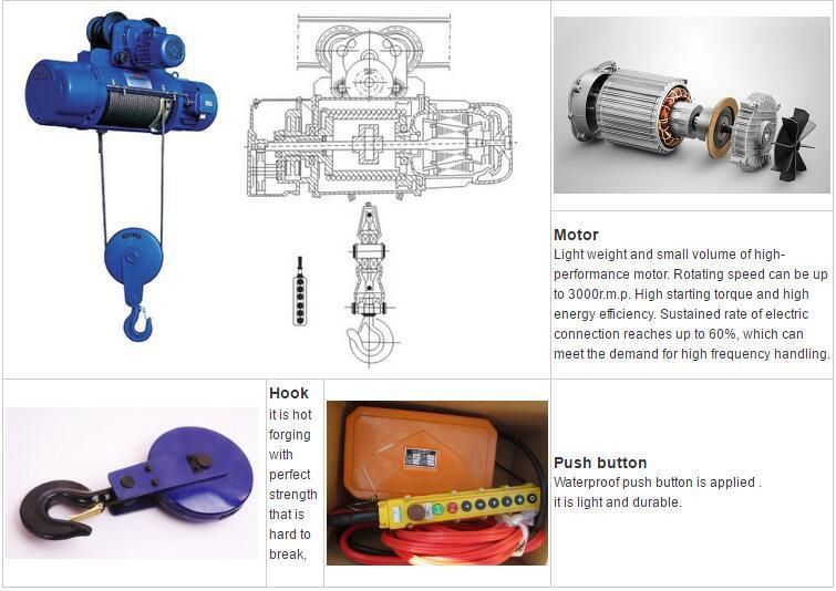 2 Ton 2000kg 4400lbs Wireless Remote Control Electric Wire Rope Hoist