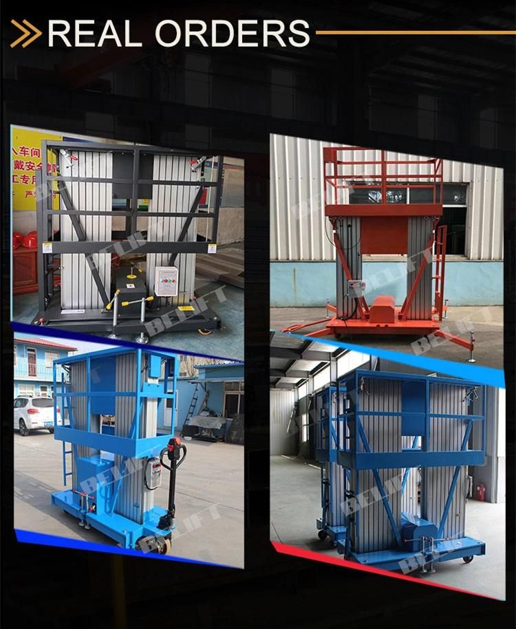 200kg 12m Aluminum Vertical Telescopic Mast Electric Aerial Construction Lift