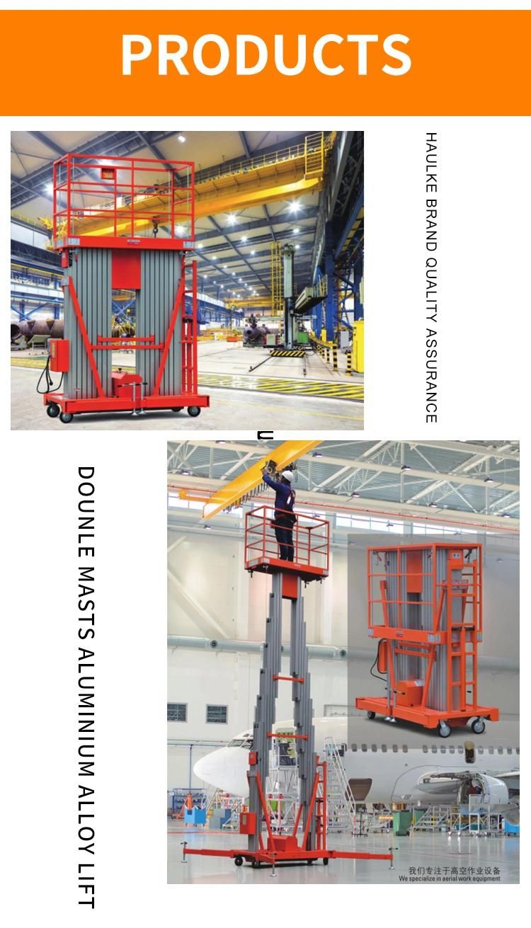 AC Plug and DC Battery Dual Column 6m 8m 10m Aluminum Lift Man Lift
