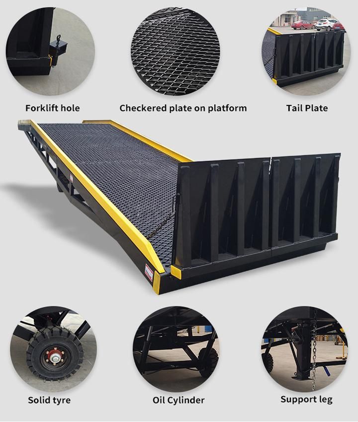 6t 8t 10t Material Handling Equipment Mobile Hydraulic Container Loading Ramp
