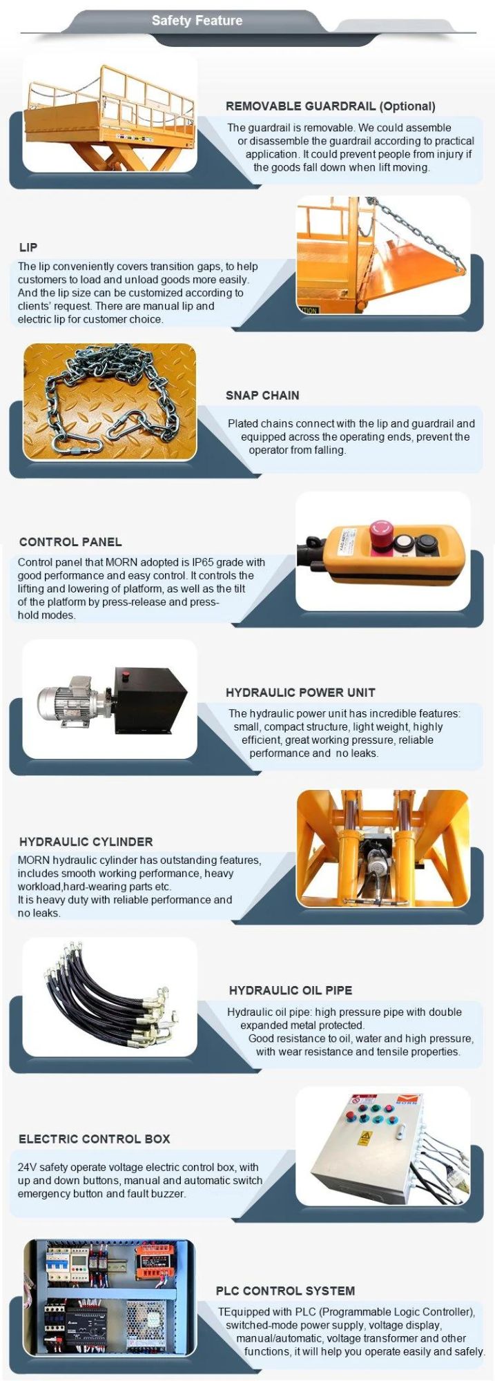 3-6m/Min Free Spare Parts and 24h Online Service Hydraulic Cargo Platform Electric Lift Table