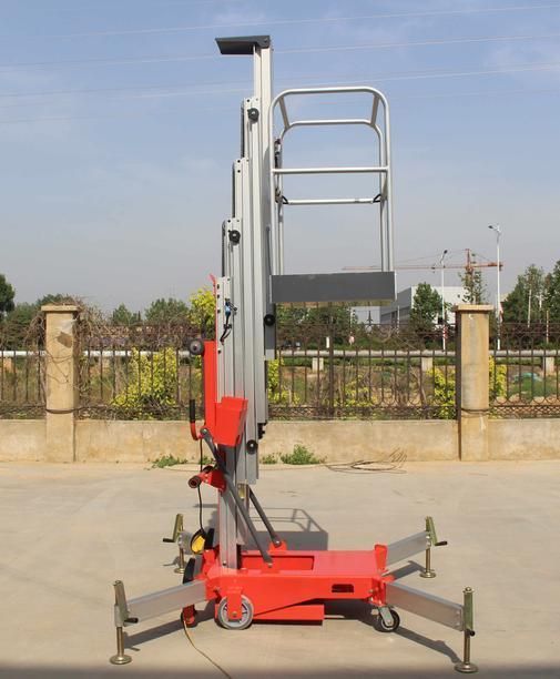 6-12m 125kg Safe Durable Single Mast Aluminum Hydraulic Lifting Machine