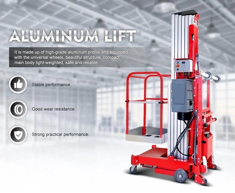 Hydraulic Lift Platform Vertical Single Mast Lifts for One Person