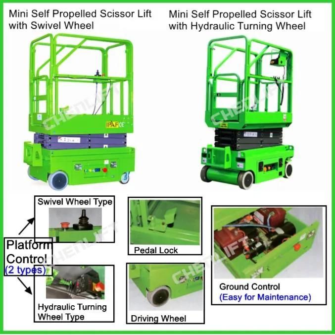 240kg Load Capacity Semi Automatic Mini Self Propelled Scissor Lift