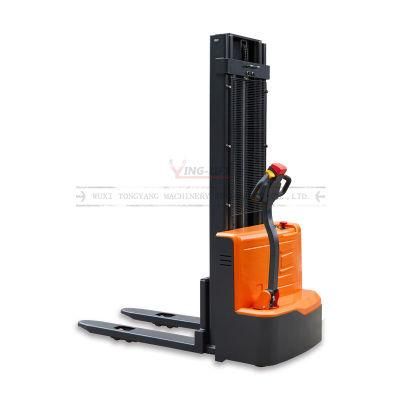 Tiller Electric Pallet Stacker Load Capacity 1500kg Stable Forklift Walkie Stacker