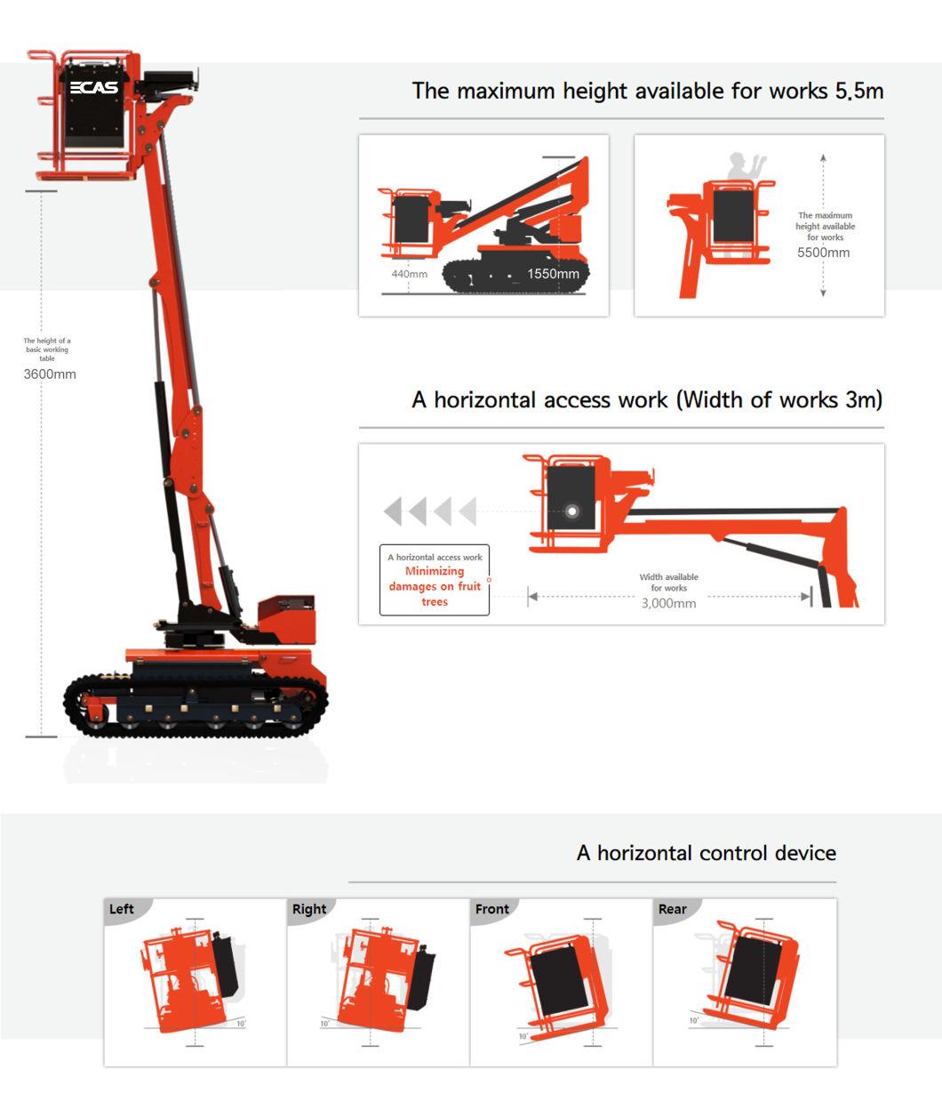 360 Degree Rotatable Aerial Work Boom-Typed Motorized Vehicle for Orchard Machinery