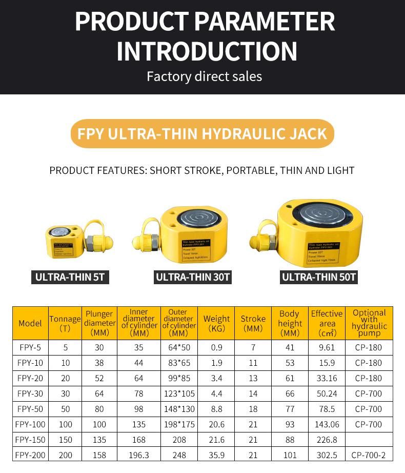 30 Ton 100mm Long Hollow Enerpac Plunger Cylinder Hydraulic Lifter Jack Crane