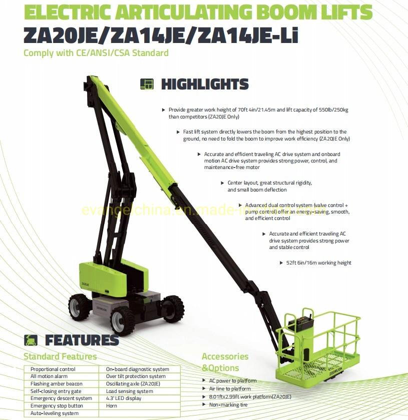 Zoomlion 20m AC Electric Aerial Work Platform Za20je with Articulated Boom