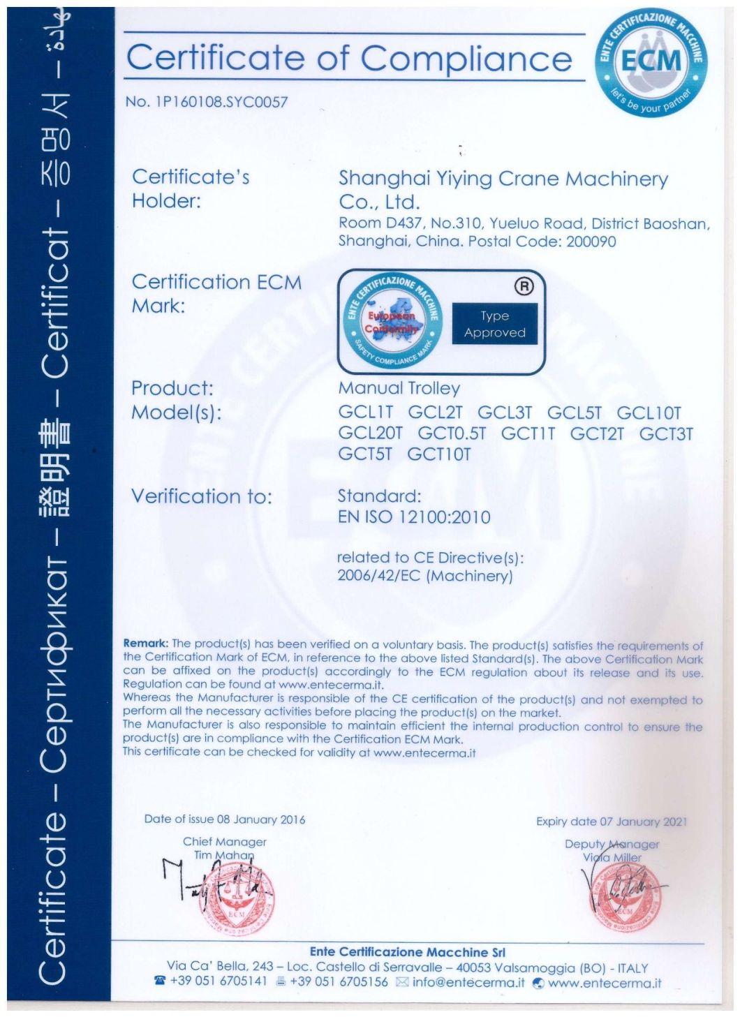 Chinese Products Manual Lifting Trolley for Hand Chain Hoist