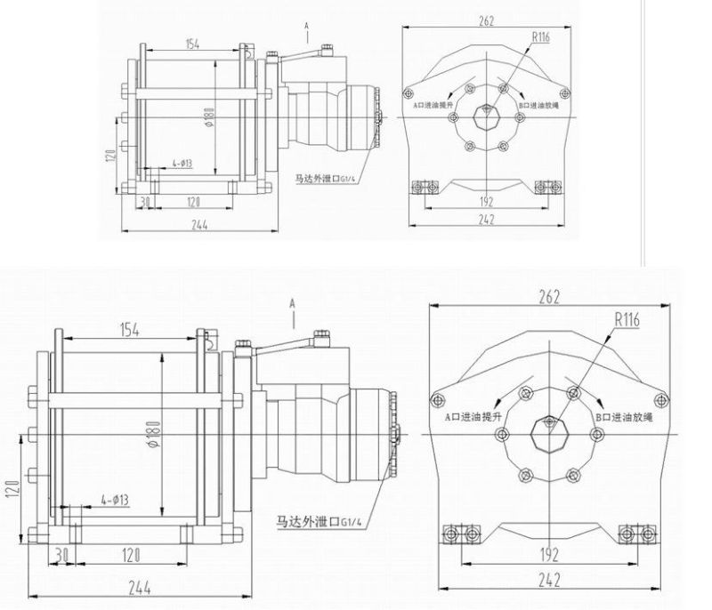 3 Tons Hydraulic Winch with Rope-Arranging Device/Rope Guider for Sale