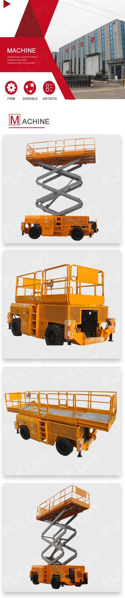 13m 680kg Load Diesel Powered Hydraulic Mobile Scissor Lift for Construction