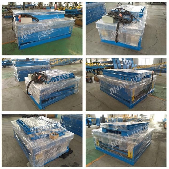 OEM Warehouse Hydraulic Vertical Stationary Scissor Goods Lift with Foldable Guardrail