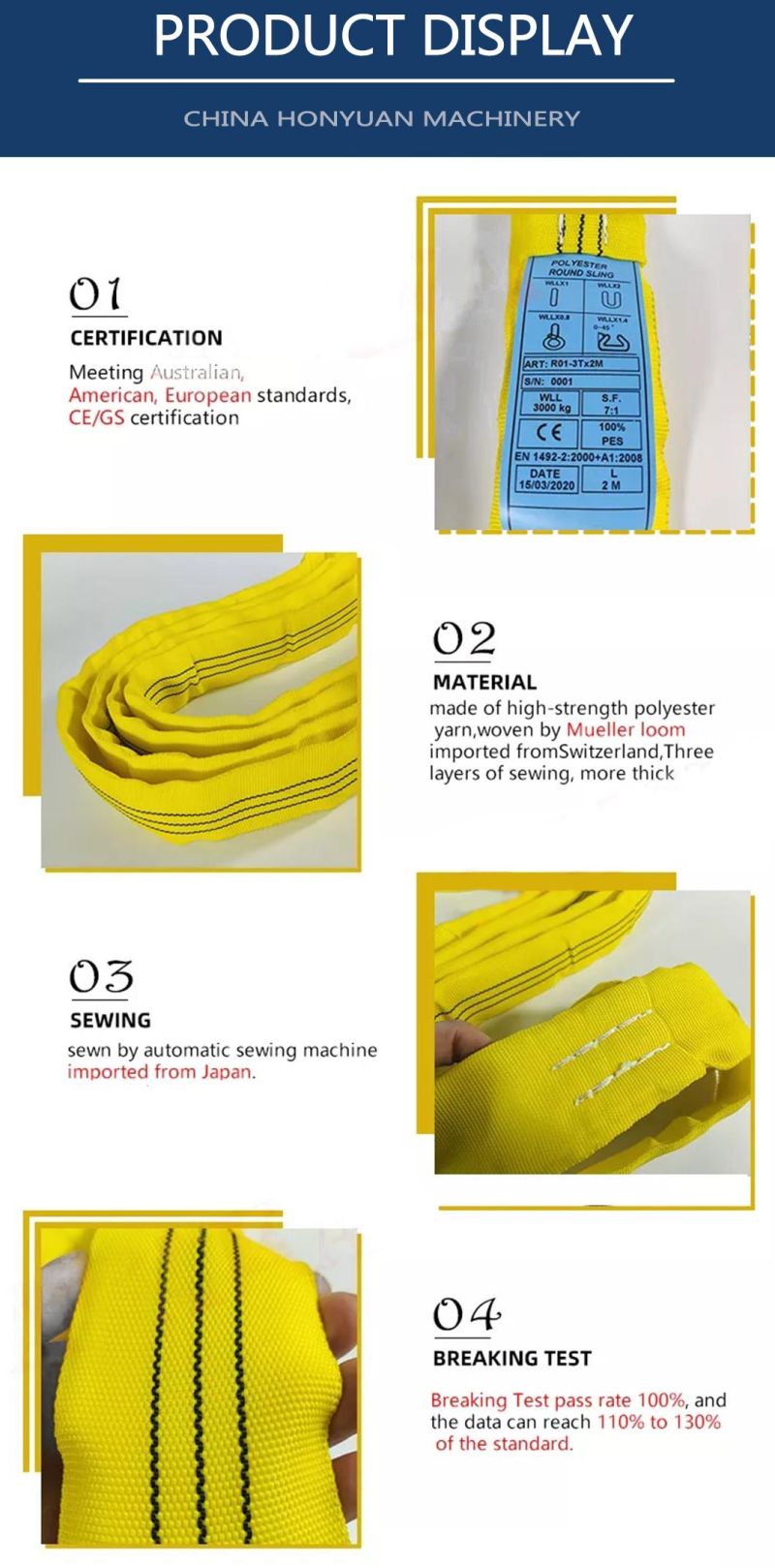 Polyester Web Round Lifting Slings for Heavy Lifting