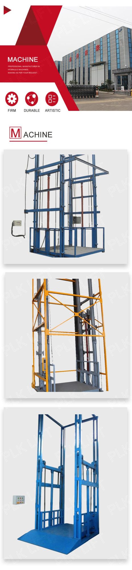 Ce 2000kg 3000kg Hydraulic Electric Material Freight Goods Lift