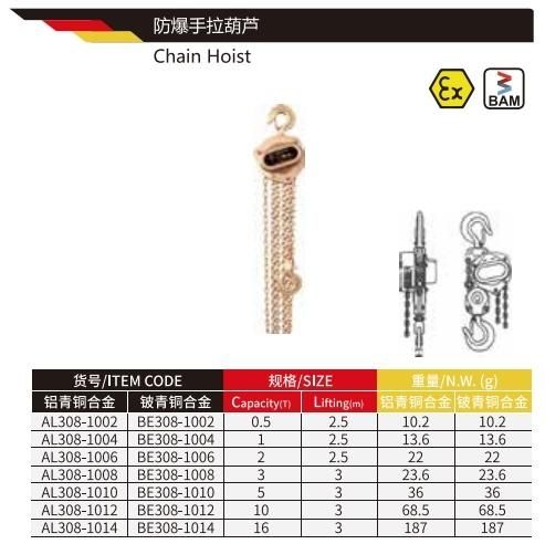 Wedo Brand Non-Sparking Explosion-Proof Chain Hoist