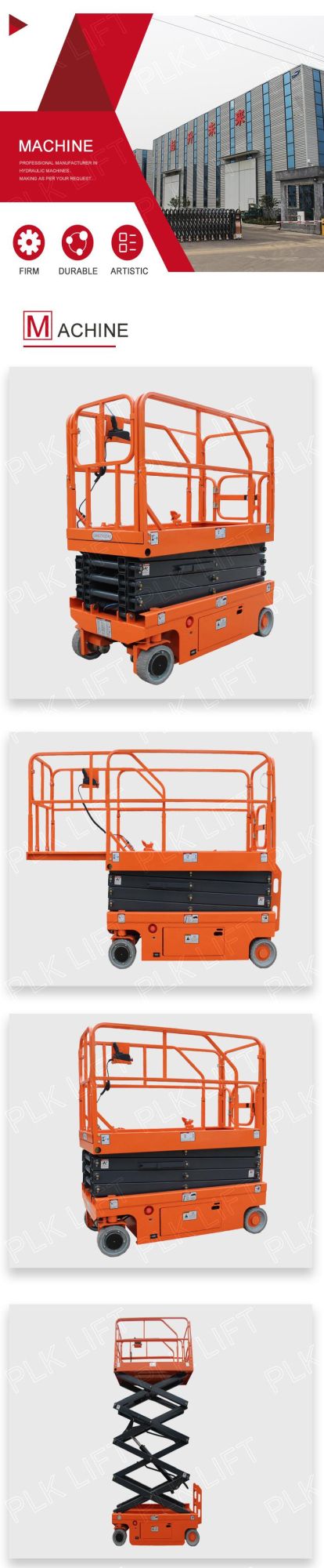 6m 8m Electric Driving Self Propelled Man Aerial Work Scissor Lift