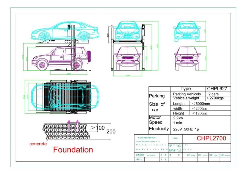 2700kgs Weight SUV Car Parking Lift for Home Garage