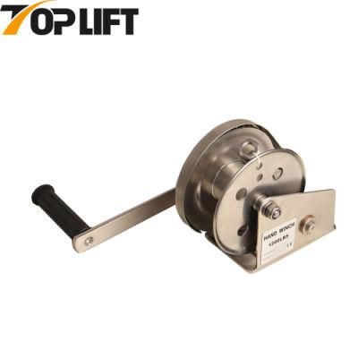 Tp-Lifting Mc Stainless Steel Lifting Hoist Bearing Brake Wire Rope Strap Manual Winch 1200lbs