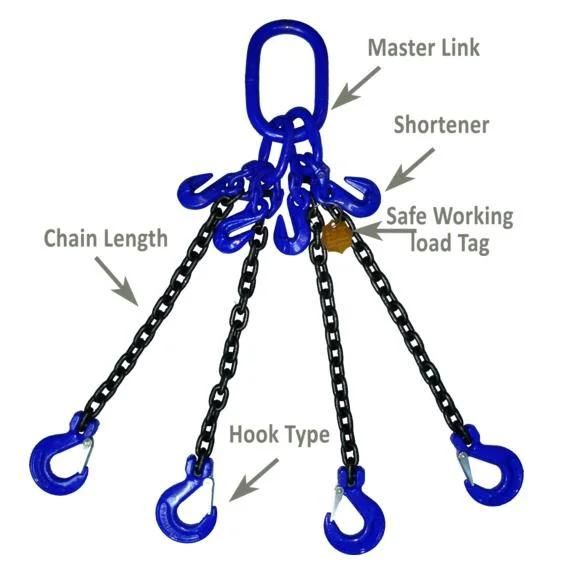 Yellow Painted G80 Chain Sling with Single/One Leg