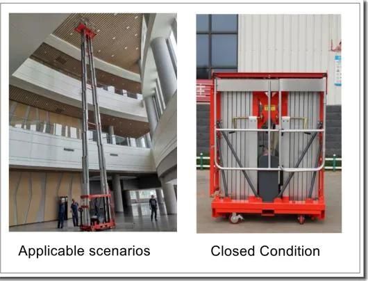 CE Certified Double Masts Manual Pushing Vertical Lift with Tilting Function