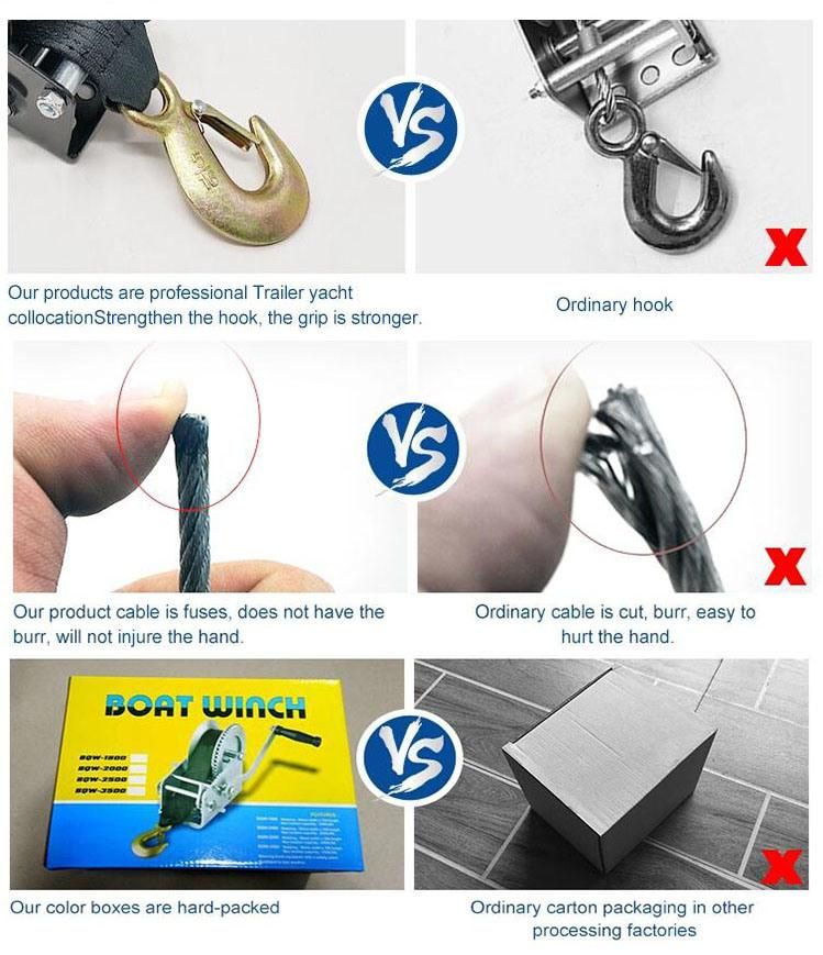 1000lbs Portable Steel Cable Manual Hand Winch by Ce Certificate