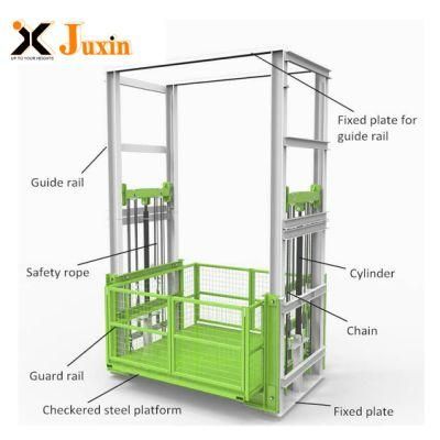 China Factory Supplier Juxin Warehouse Cargo Lift Freight Hydraulic Elevator