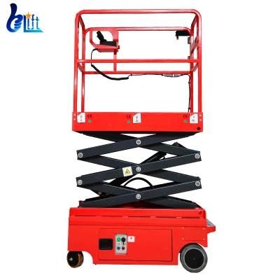 DC Power Electric Drive Mobile Scissor Electric Lift Mini Self Propelled Lifting Tools 300kg Load Capacity