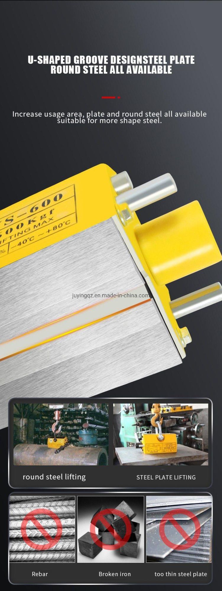 100kg 200kg 400kg 600kg 1000kg 2000kg Lifting Magnet Magnetic Crane Permanent Magnetic Lifter for Lifting Steel Sheet