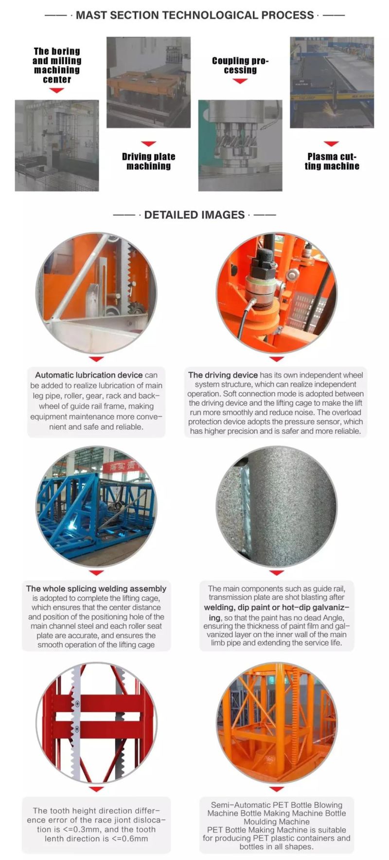 2t Lifting Speed 0-43m/Min Construction Elevator