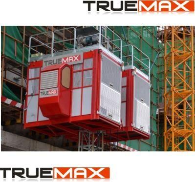 2ton Double Cage Building Hoist Sc200/200td, Height 100m with Galvanized Mast