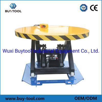 Stationary Electric Rotating Round Lift Table with Single Scissor