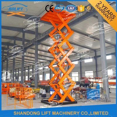 7m 2t Warehouse Cargo Loading Hydraulic Lift Platform Orange