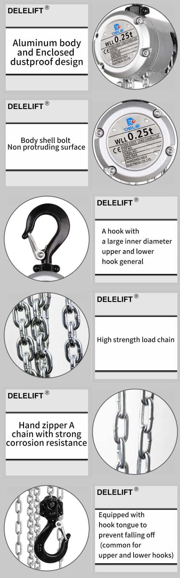 Aluminum Alloy Wholesale High Load Bearing 500kg Chain Block Mini Hand Hoist
