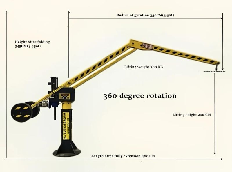 Rotate 360 Degrees 3.5m Arm 300kg 500kg 800kg Crane Balance Crane