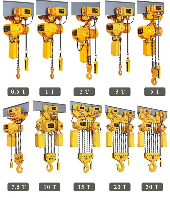 High Quality Electric Chain Hoist with Trolley by CE Approval Giant Lift Chain Block with 0.3t to 10t Capacity (HHBD-II-T-Series)