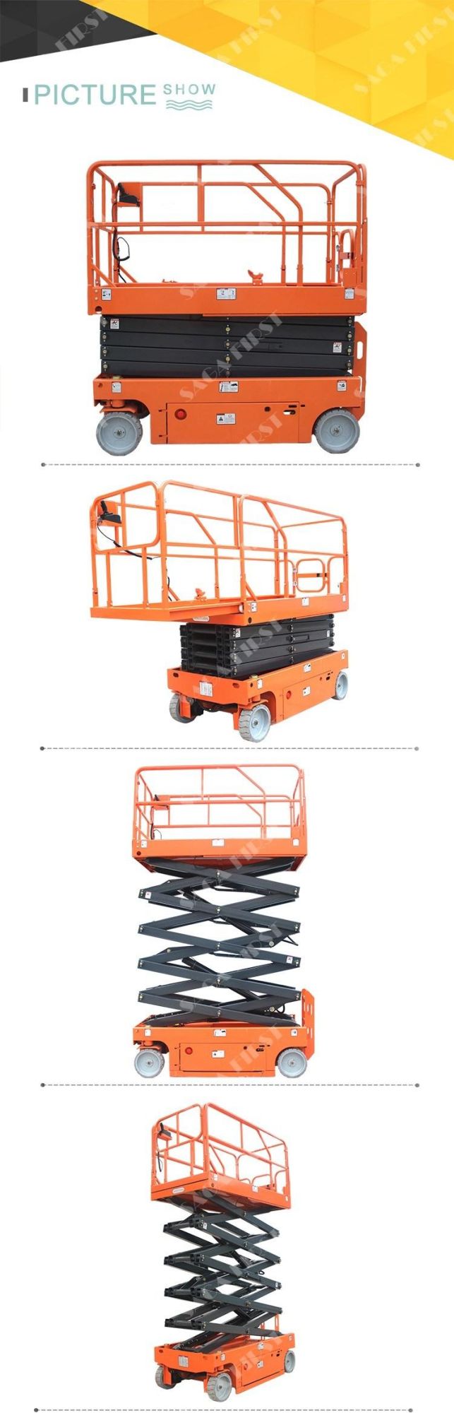 High End Electric Driving Self Propelled hydraulic Aerial Working Scissor Lifts
