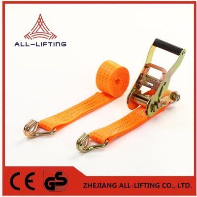 38mm 1.5&quot; 3tons Cargo Lashing Belt Ratchet Tie Down Strap with Double J Hooks