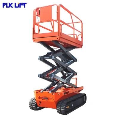 10m 1150kg Load Diesel Powered Rough Terrain Track Crawler Hydraulic Scissor Lift